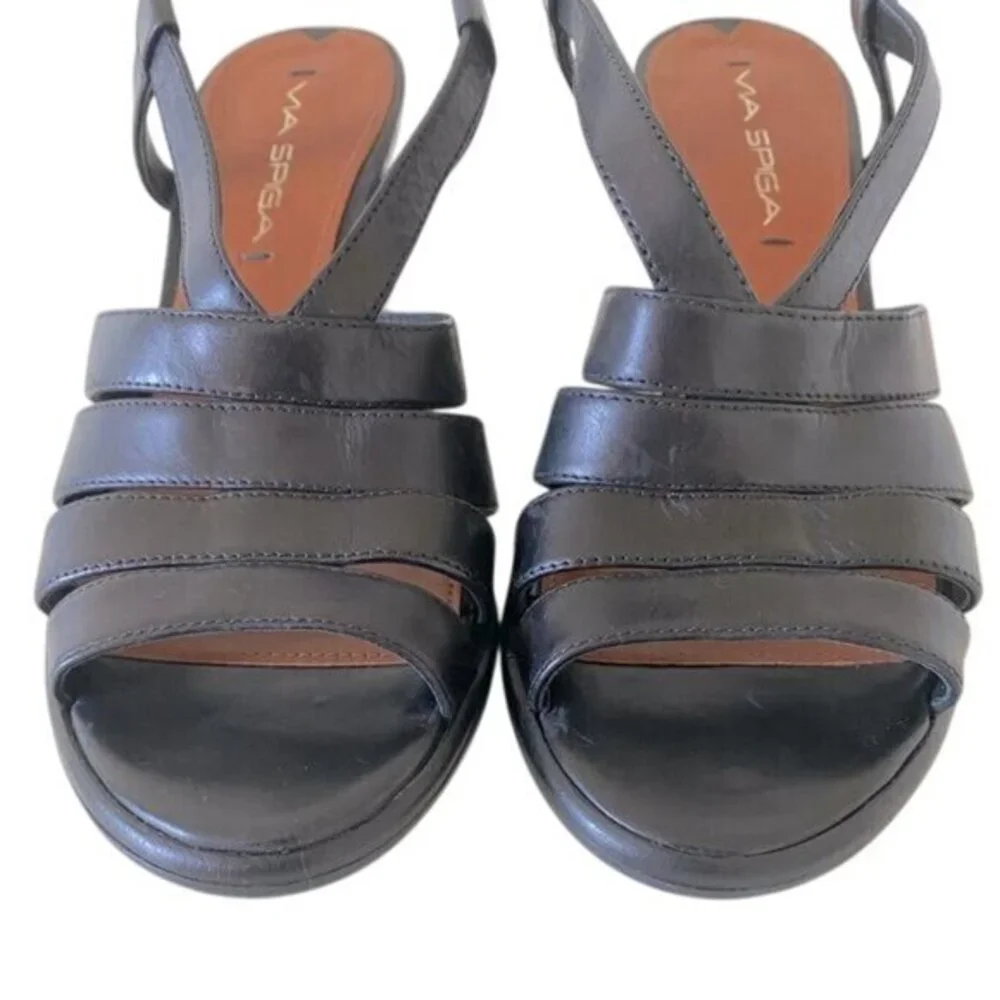 Via‎ Spiga Womens Black Wedge Sandals Size 7 NWOB
